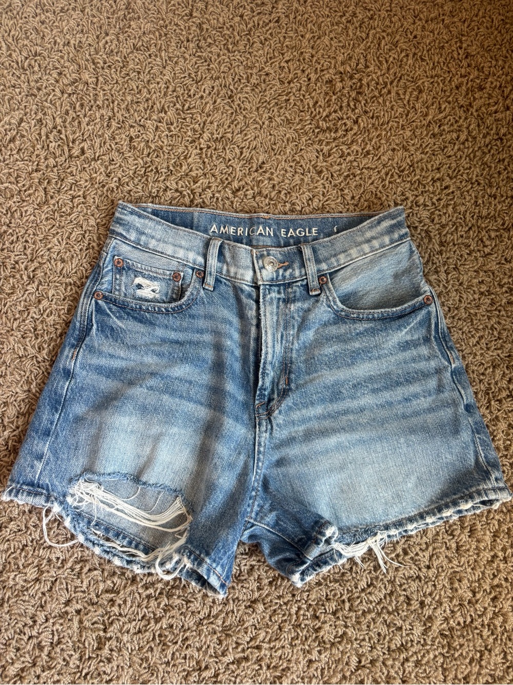 American Eagle Outfitters Light Wash Distressed Denim Cutoff Shorts
